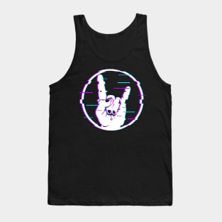 Glitch Sign of the Horns Sign Hand Rock and Metal Tank Top